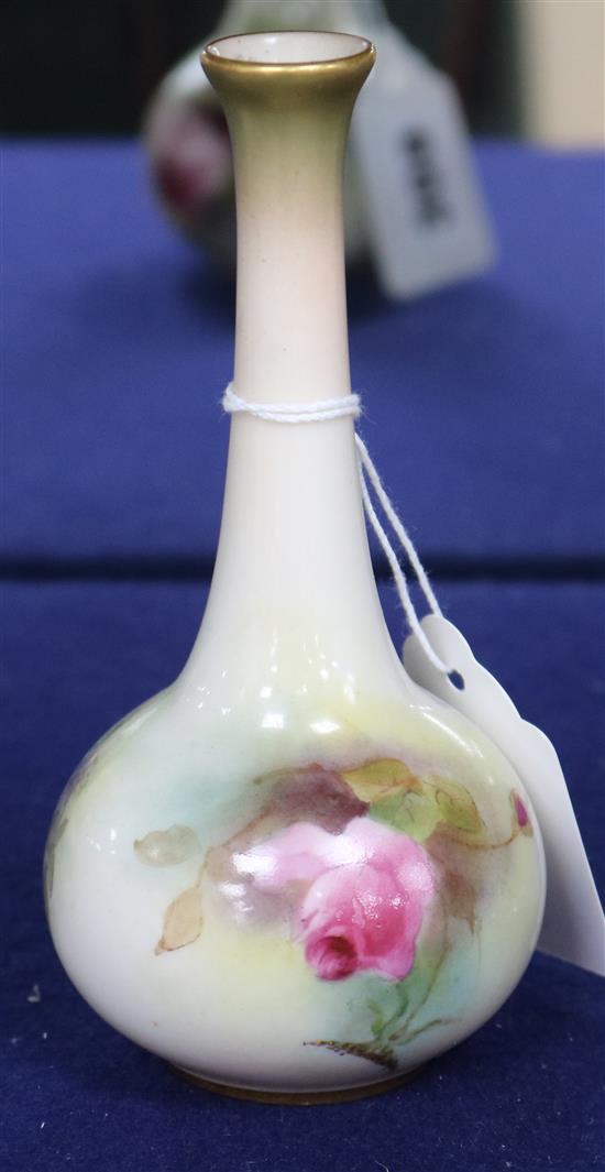 A Royal Worcester pink roses bottle vase